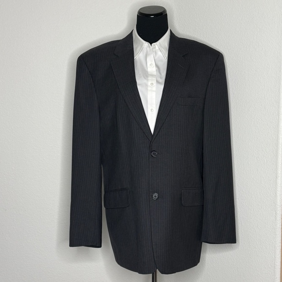 Tasso Elba Men's Sport Coat Blazer‎ Charcoal Gray Wool 40R Pin Stripe - Picture 1 of 12